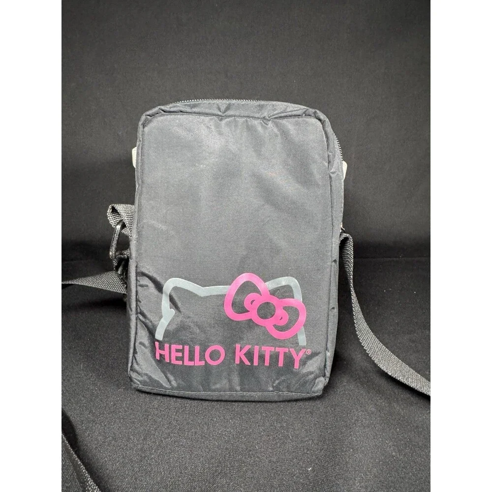 2011 Hello Kitty Black & Pink Vertical Crossbody Messenger Bag - Y2K Scene